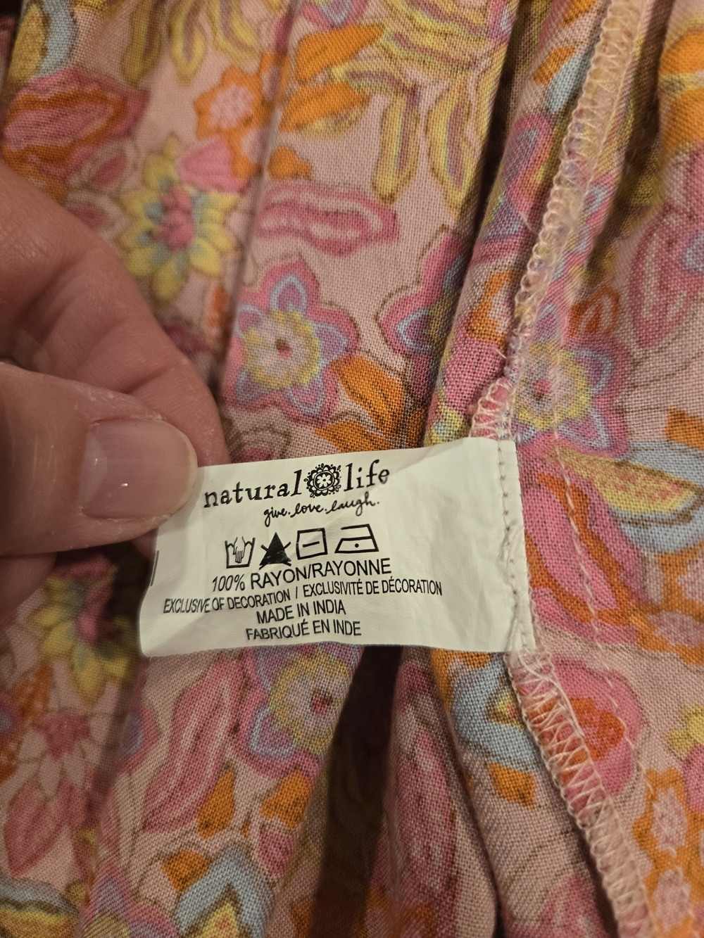 *NATURAL LIFE* Pink and Orange Floral Embroidered Mini Dress - Picture 6 of 7